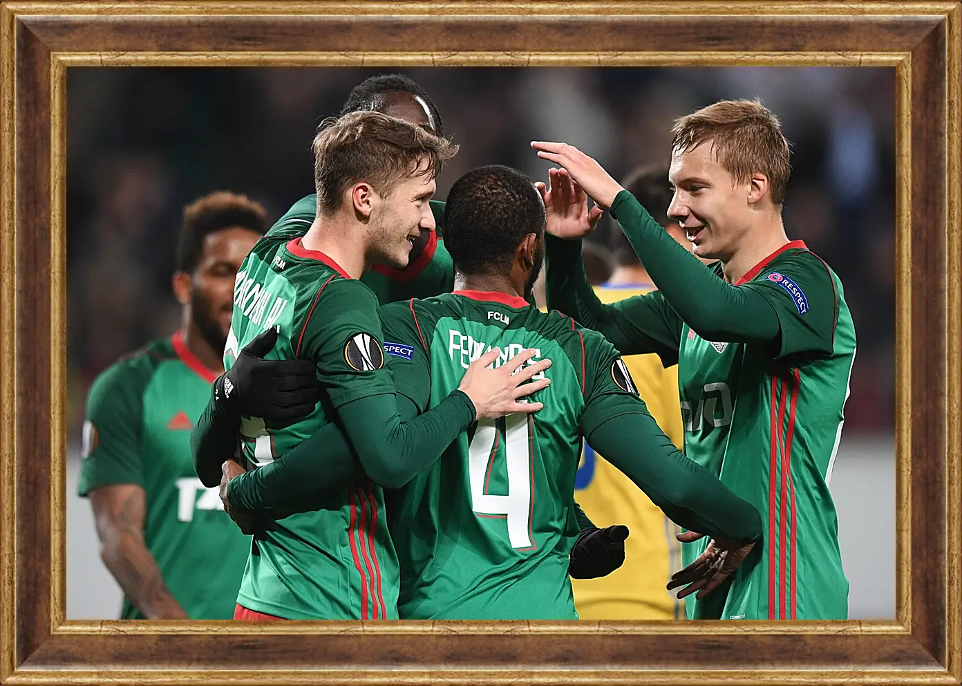 Картина в раме - Празднование гола. Локомотив Москва. Lokomotiv Moscow