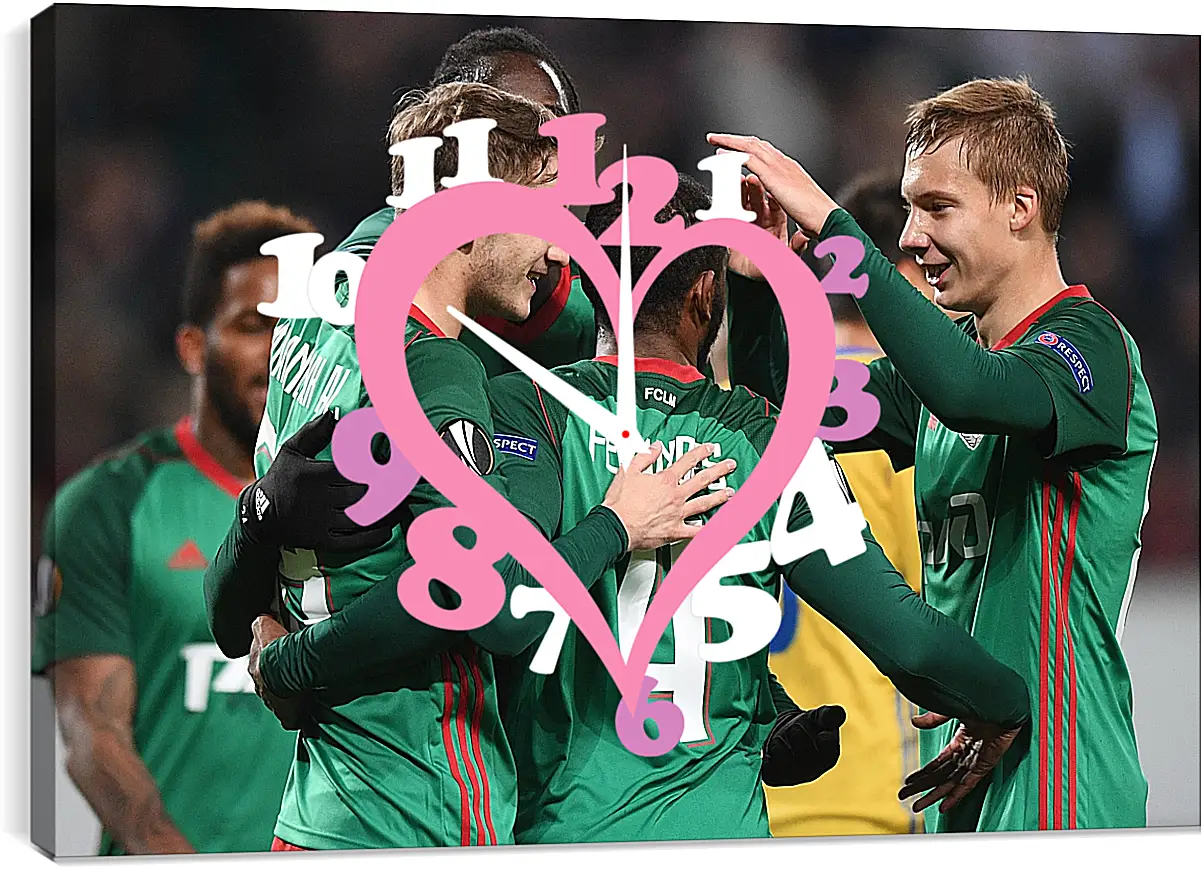 Часы картина - Празднование гола. Локомотив Москва. Lokomotiv Moscow