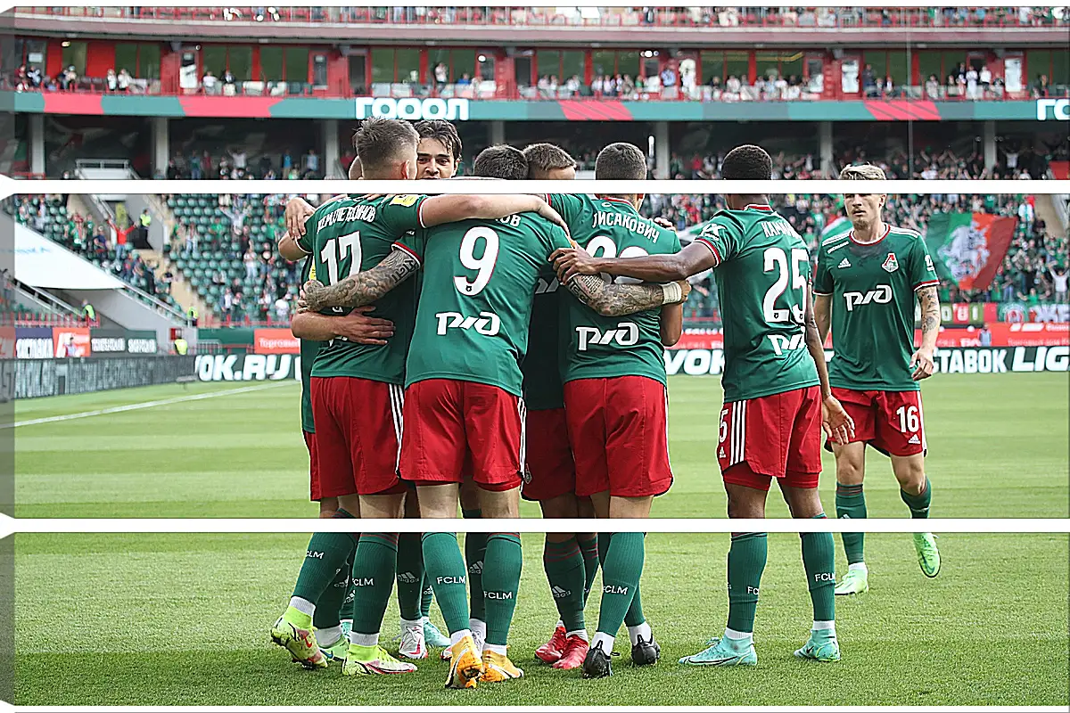 Модульная картина - Празднование гола. Локомотив Москва. Lokomotiv Moscow