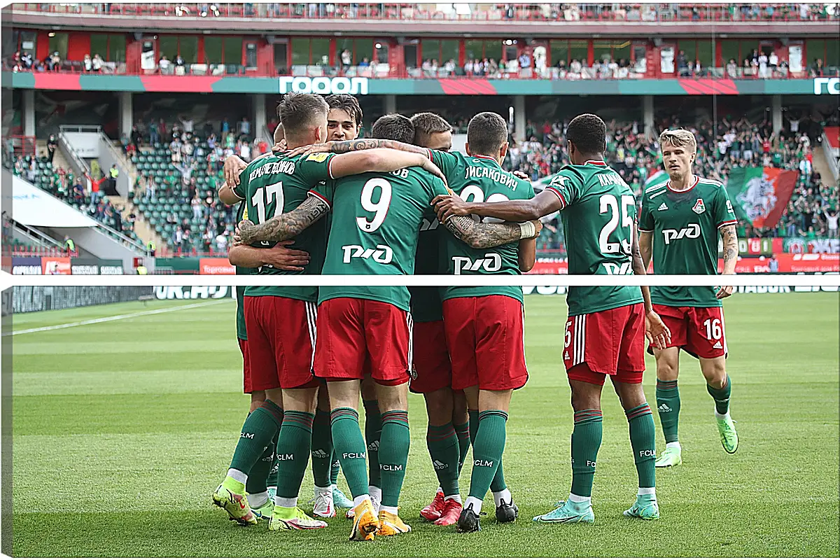 Модульная картина - Празднование гола. Локомотив Москва. Lokomotiv Moscow