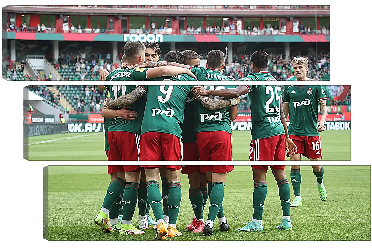 Модульная картина - Празднование гола. Локомотив Москва. Lokomotiv Moscow