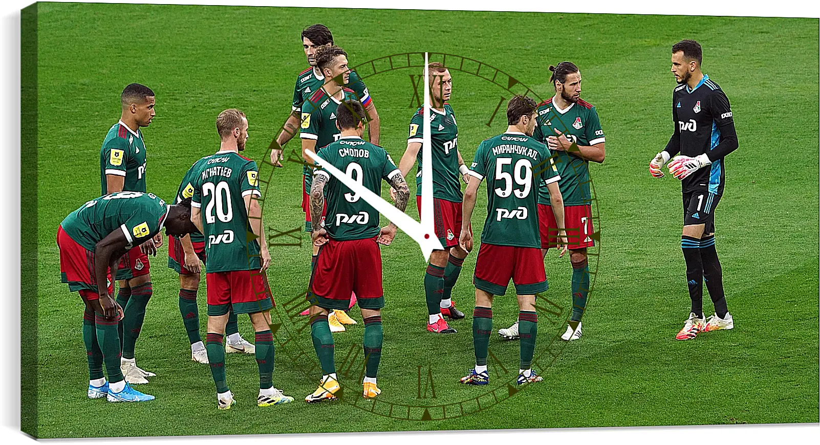 Часы картина - Перед матчем. ФК Локомотив Москва. FC Lokomotiv Moscow