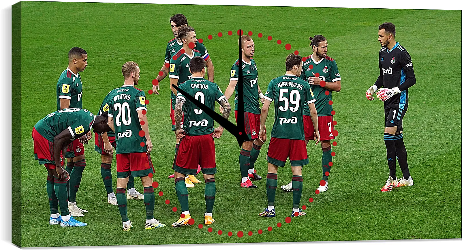 Часы картина - Перед матчем. ФК Локомотив Москва. FC Lokomotiv Moscow