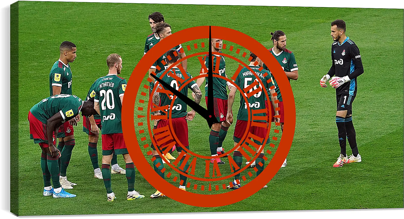 Часы картина - Перед матчем. ФК Локомотив Москва. FC Lokomotiv Moscow