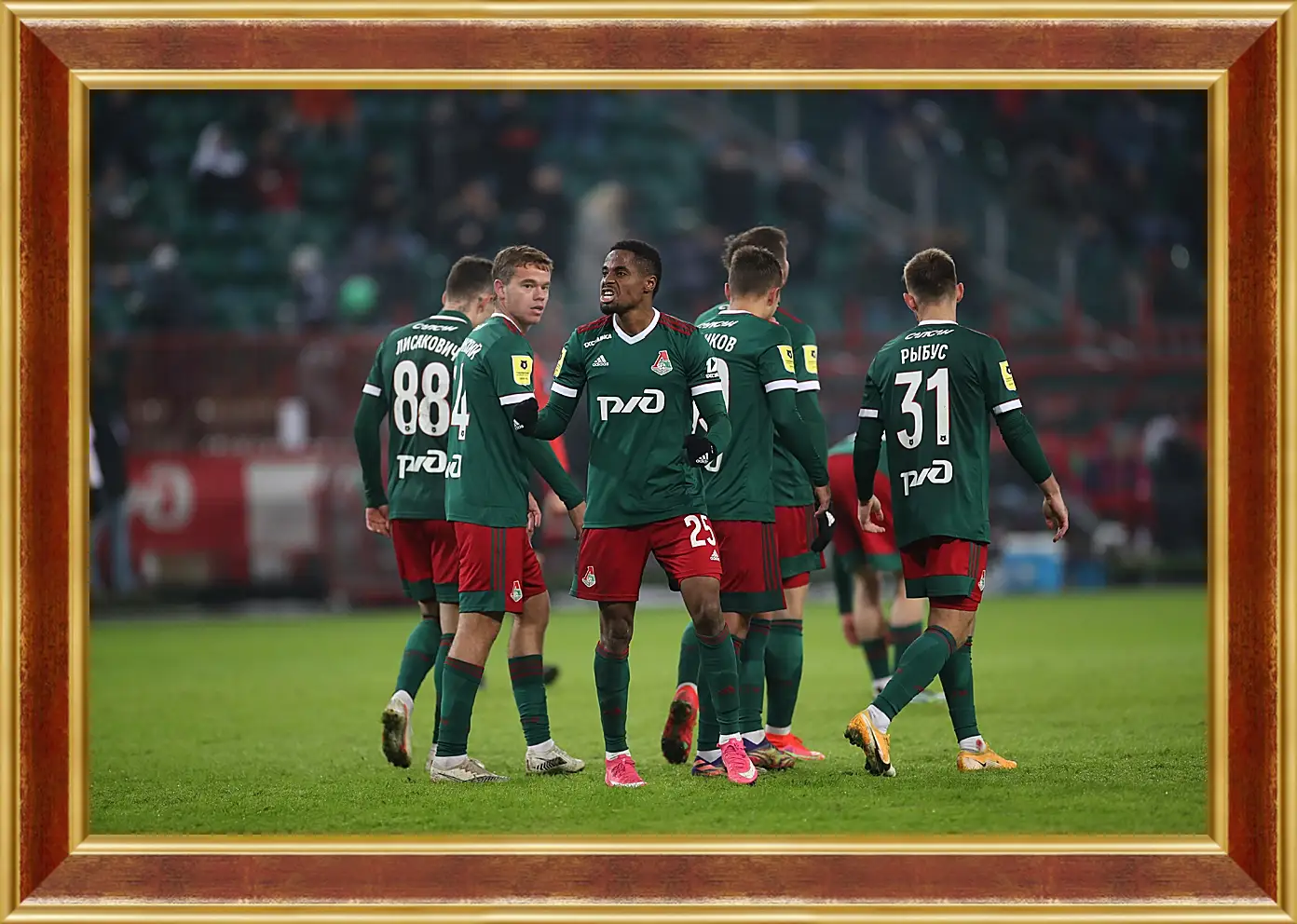 Картина в раме - Празднование гола. Локомотив Москва. Lokomotiv Moscow