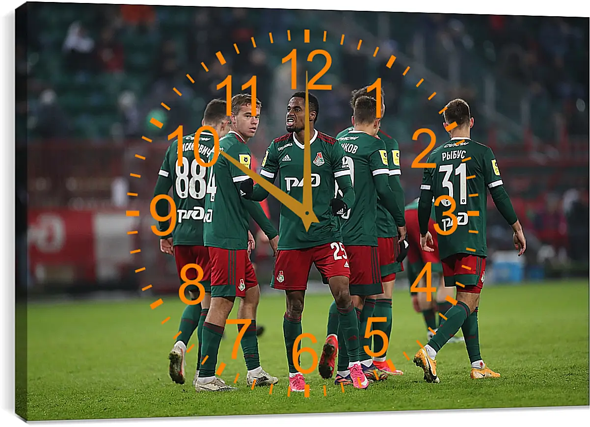 Часы картина - Празднование гола. Локомотив Москва. Lokomotiv Moscow