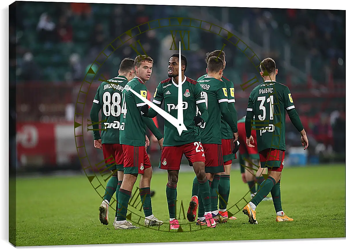 Часы картина - Празднование гола. Локомотив Москва. Lokomotiv Moscow