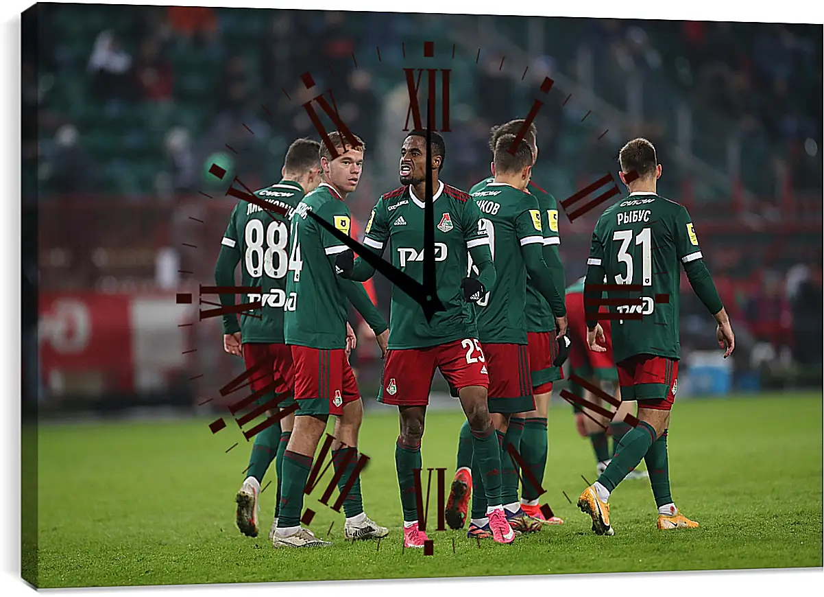 Часы картина - Празднование гола. Локомотив Москва. Lokomotiv Moscow