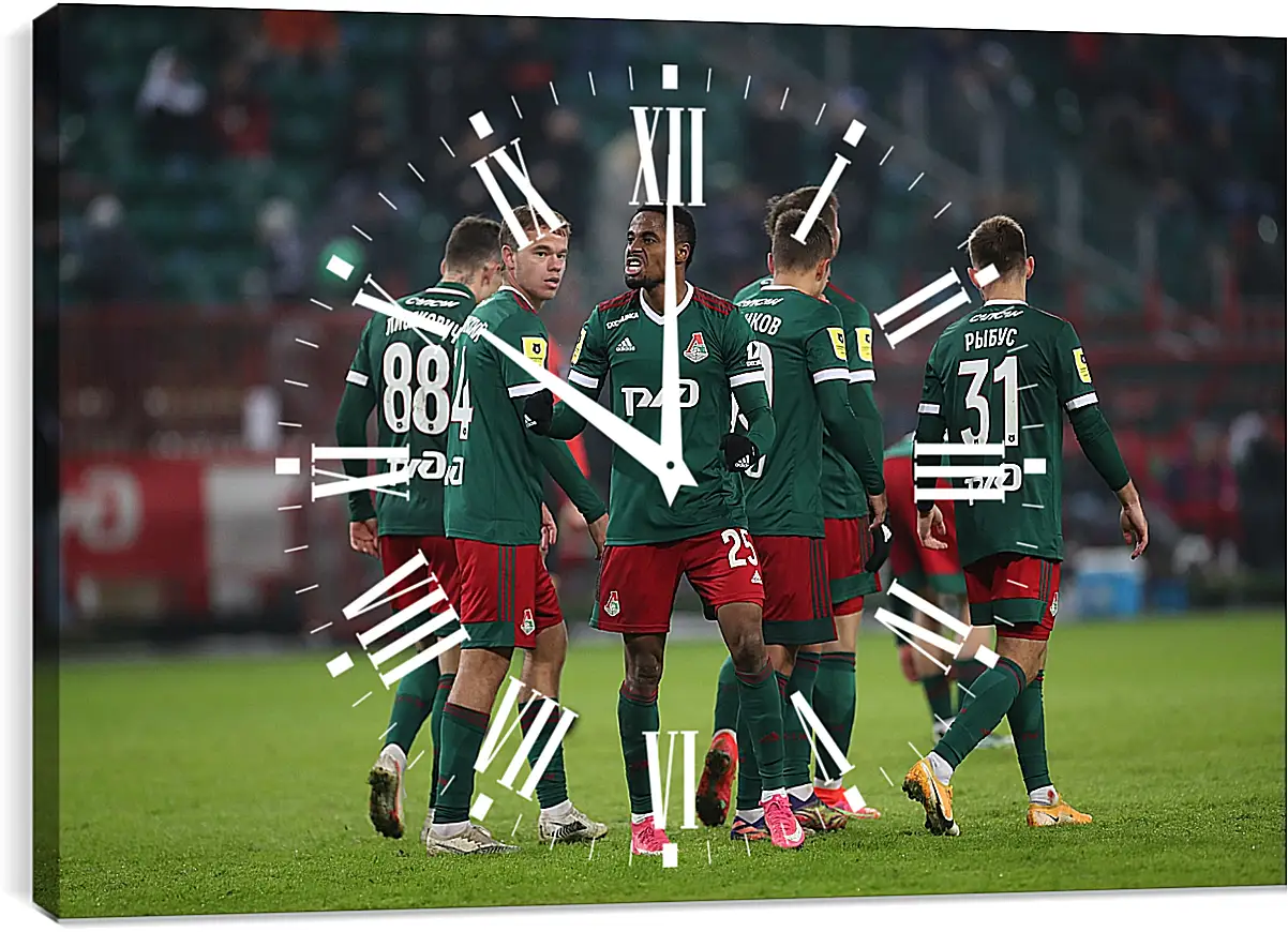 Часы картина - Празднование гола. Локомотив Москва. Lokomotiv Moscow