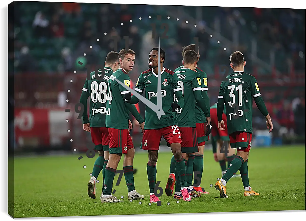 Часы картина - Празднование гола. Локомотив Москва. Lokomotiv Moscow