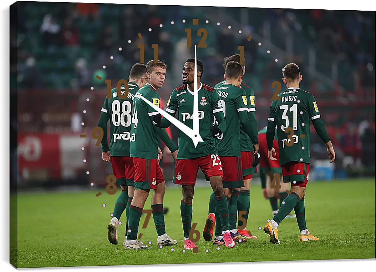 Часы картина - Празднование гола. Локомотив Москва. Lokomotiv Moscow