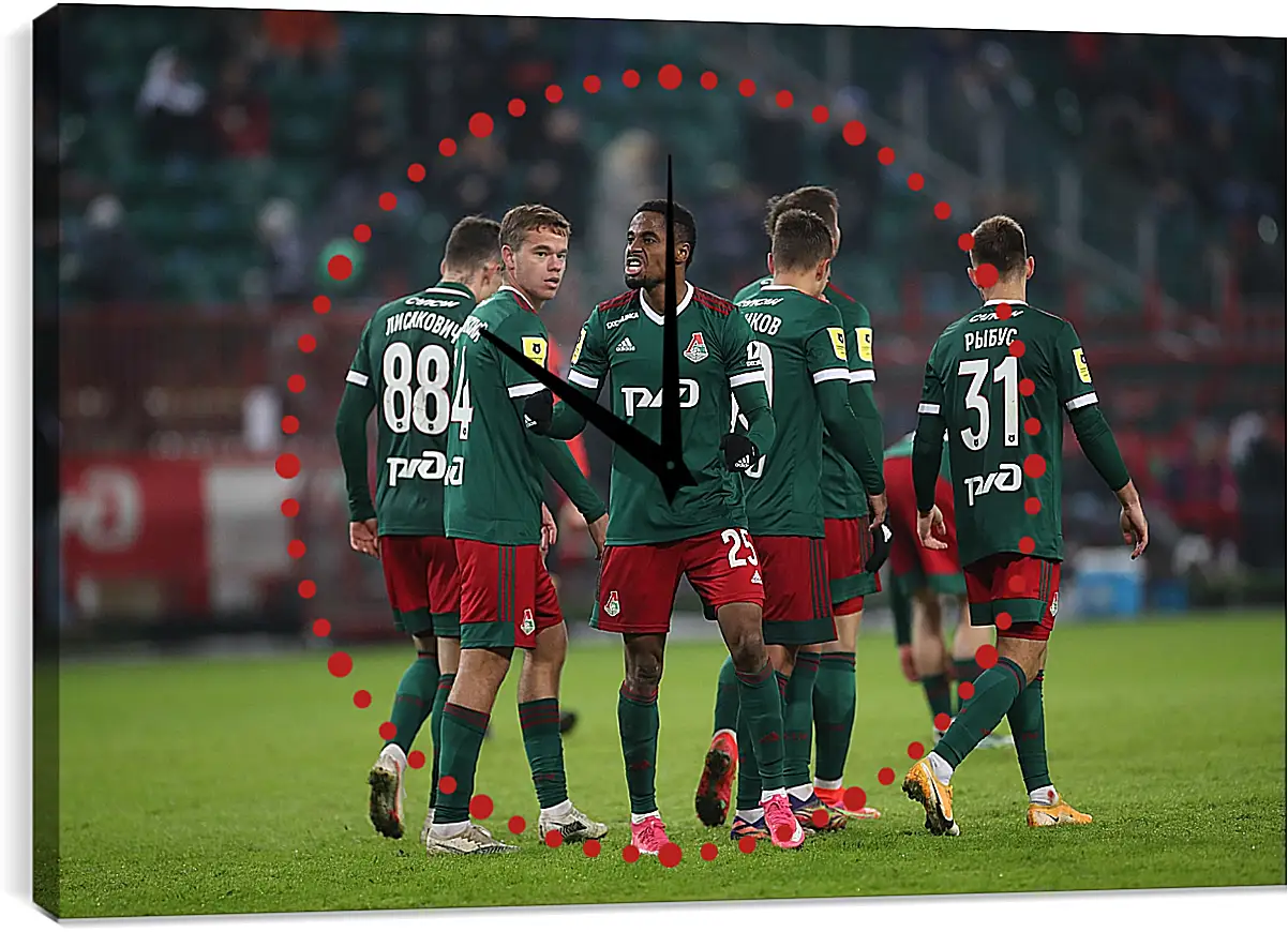 Часы картина - Празднование гола. Локомотив Москва. Lokomotiv Moscow