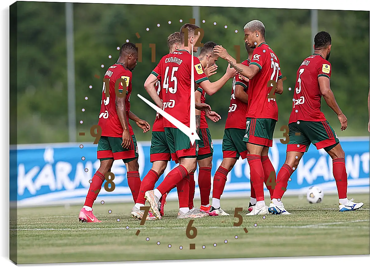 Часы картина - Празднование гола. Локомотив Москва. Lokomotiv Moscow