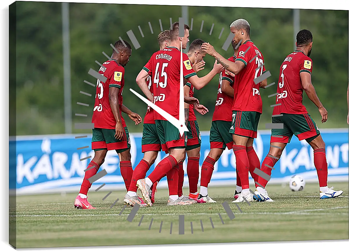 Часы картина - Празднование гола. Локомотив Москва. Lokomotiv Moscow