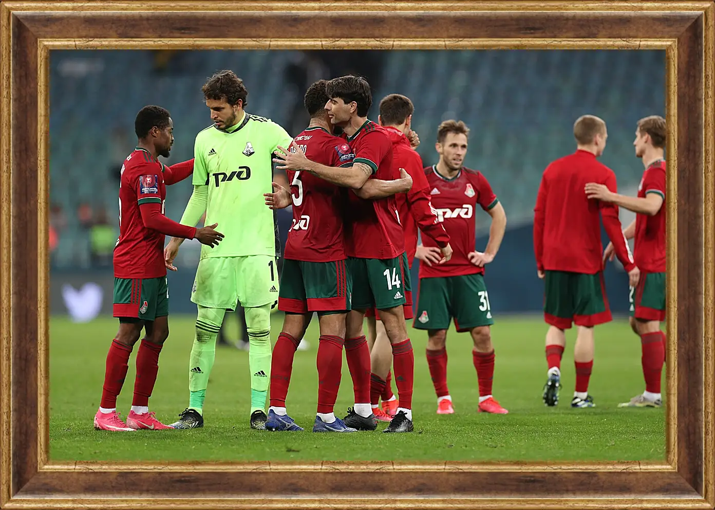 Картина в раме - После матча. ФК Локомотив Москва. FC Lokomotiv Moscow