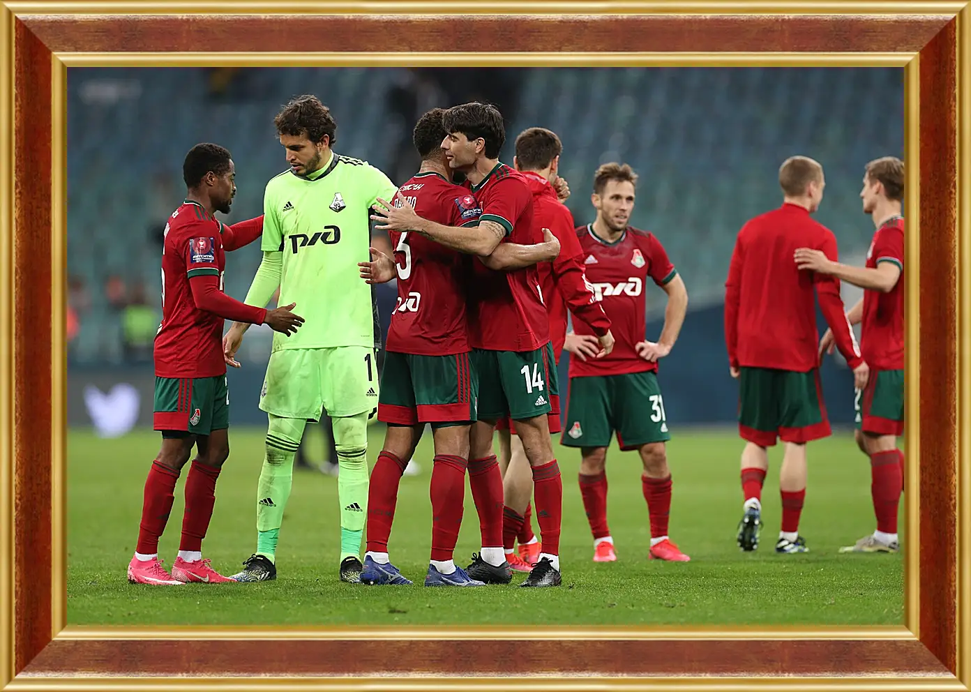 Картина в раме - После матча. ФК Локомотив Москва. FC Lokomotiv Moscow