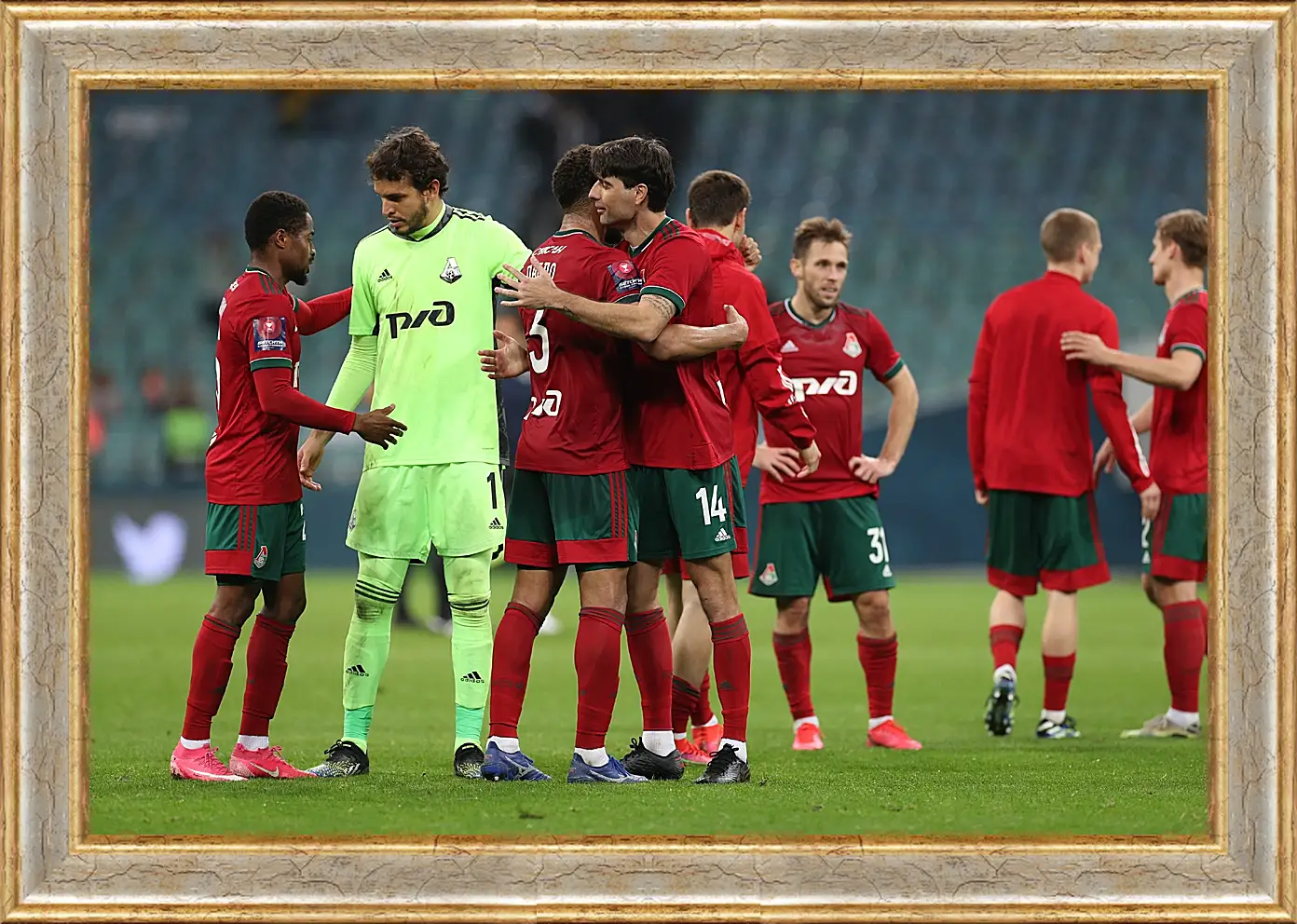 Картина в раме - После матча. ФК Локомотив Москва. FC Lokomotiv Moscow