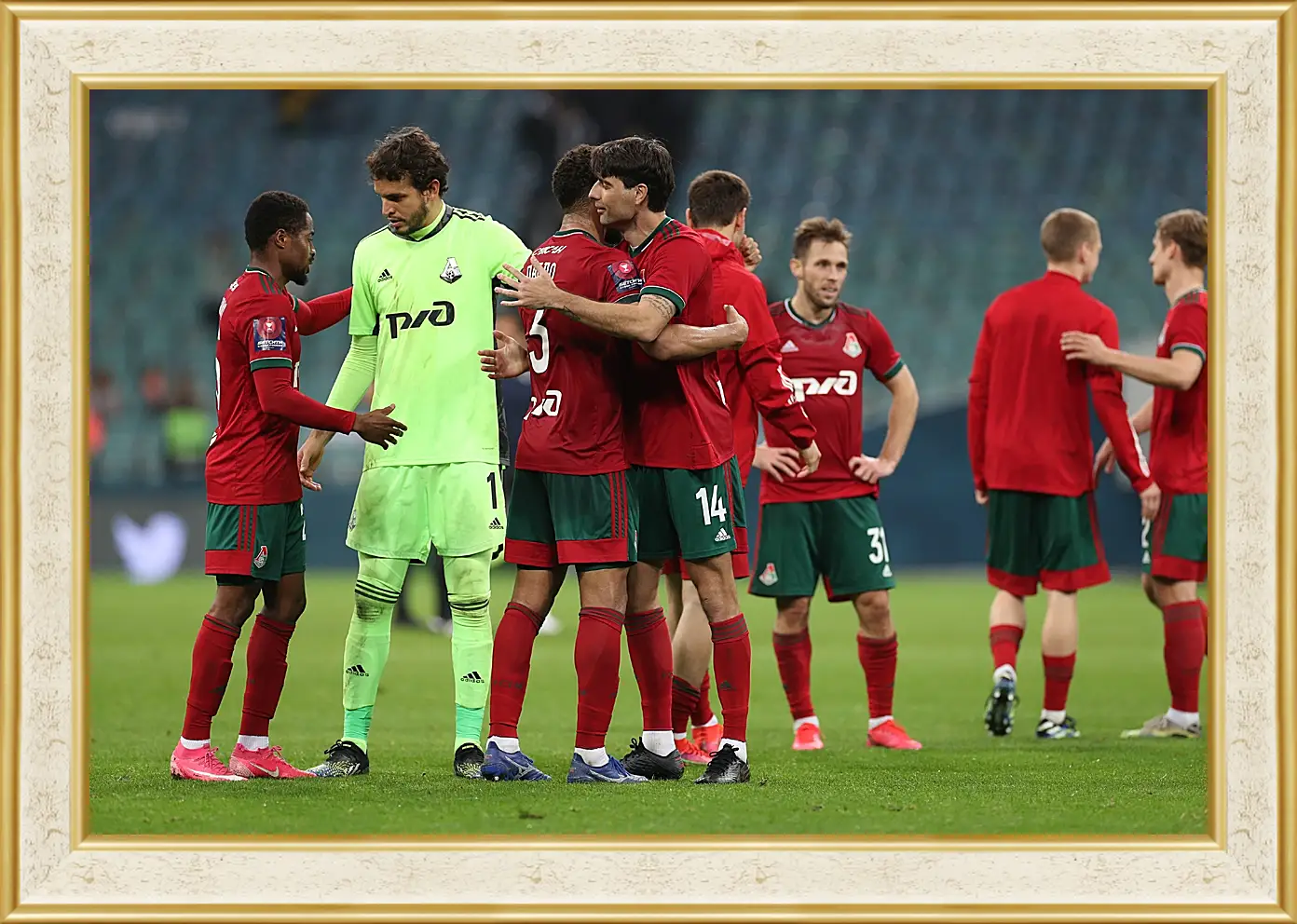 Картина в раме - После матча. ФК Локомотив Москва. FC Lokomotiv Moscow