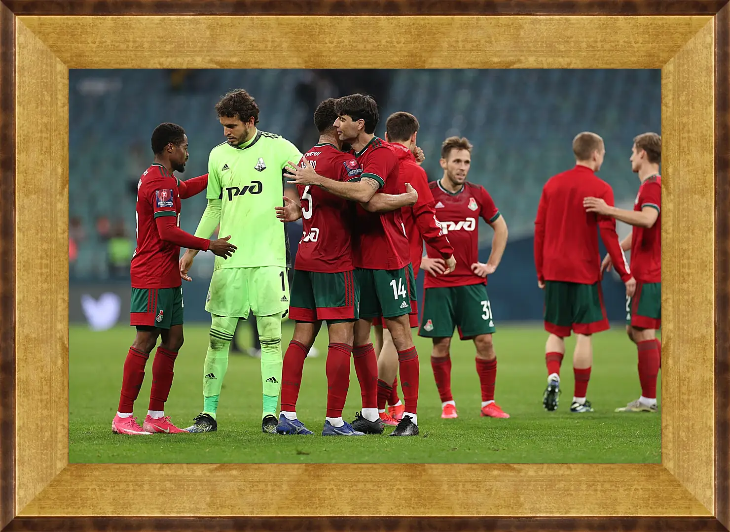 Картина в раме - После матча. ФК Локомотив Москва. FC Lokomotiv Moscow