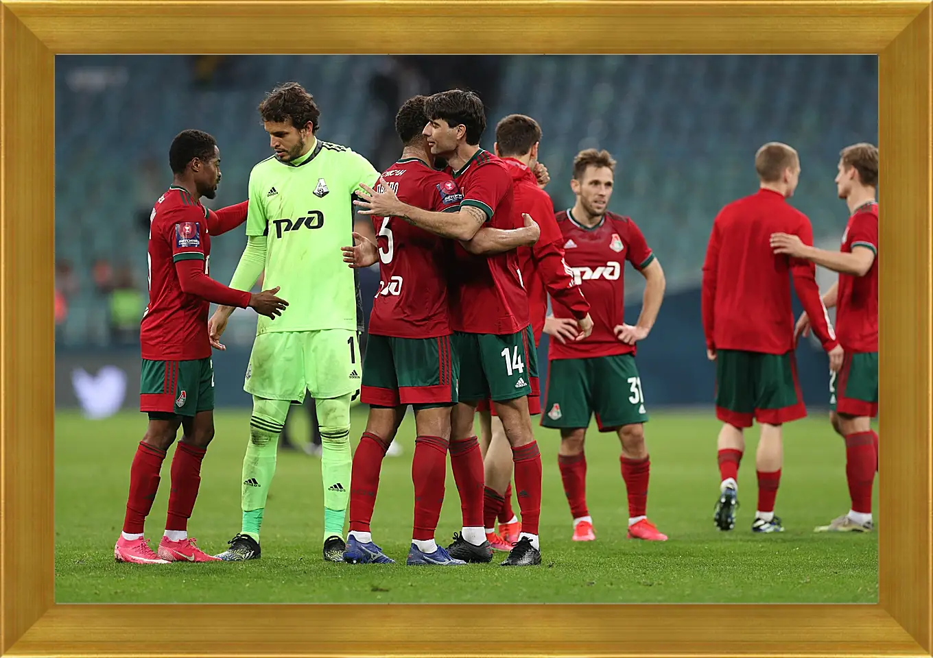 Картина в раме - После матча. ФК Локомотив Москва. FC Lokomotiv Moscow