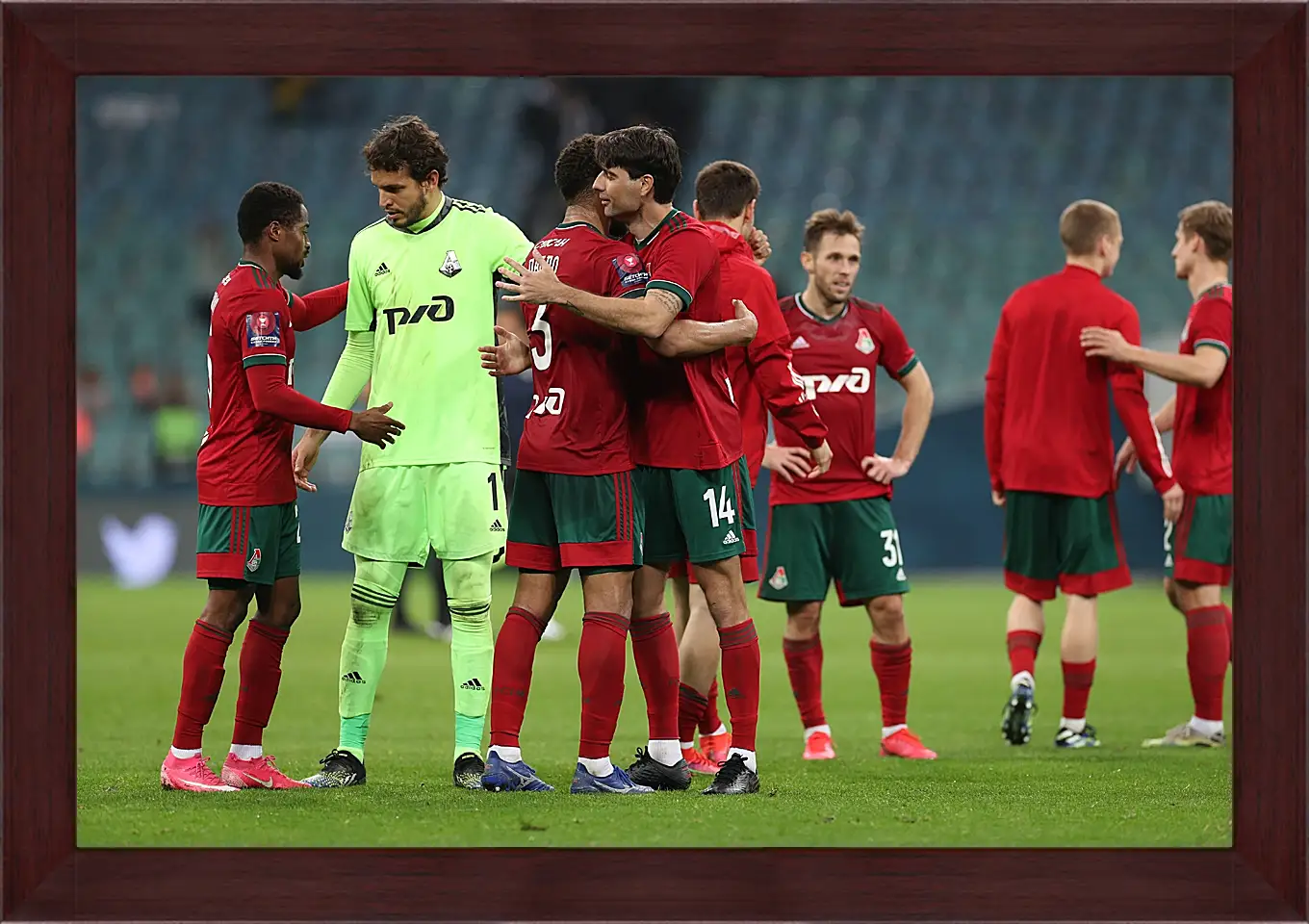 Картина в раме - После матча. ФК Локомотив Москва. FC Lokomotiv Moscow