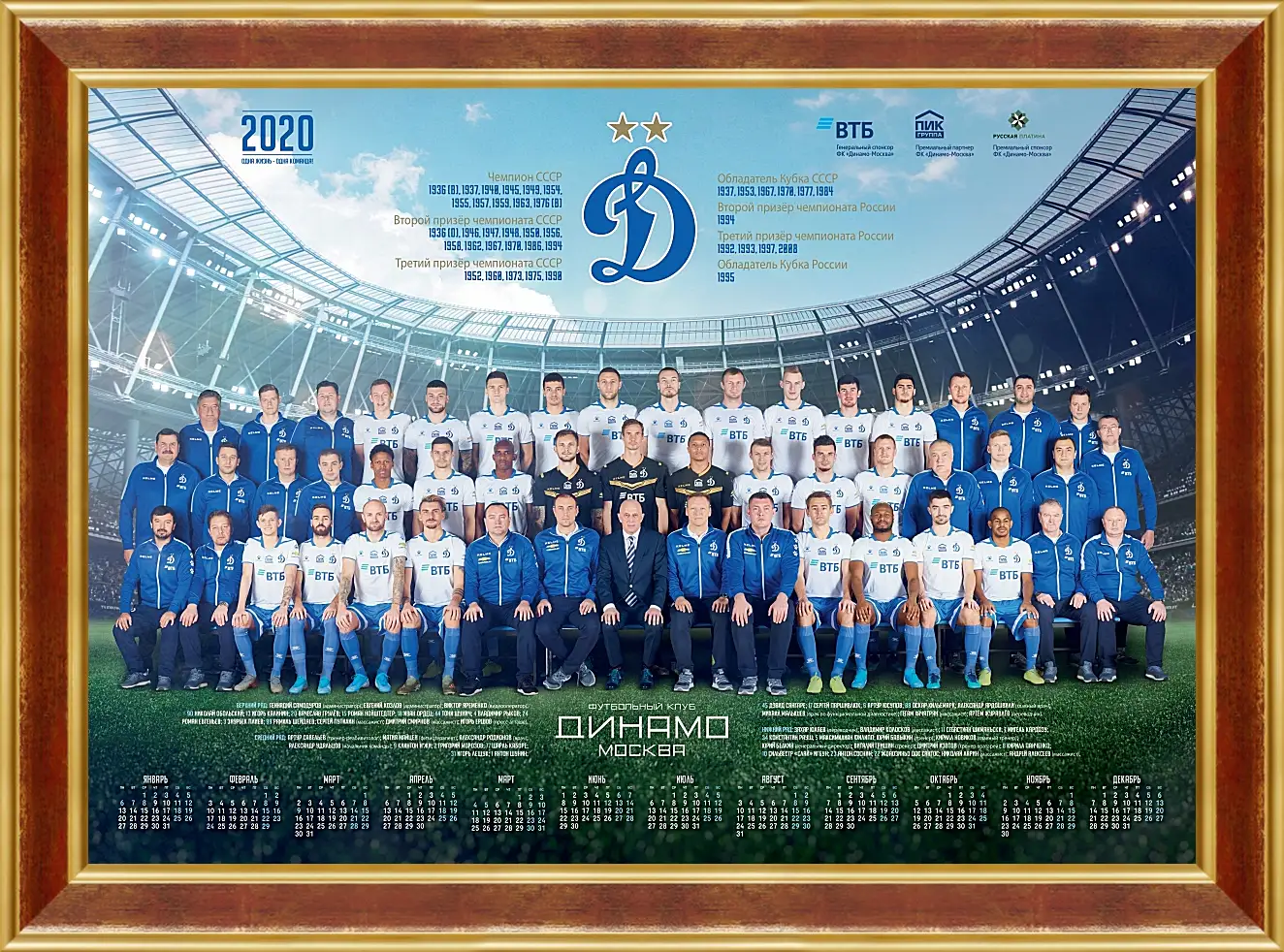 Картина в раме - ФК Динамо Москва. FC Dynamo Moscow