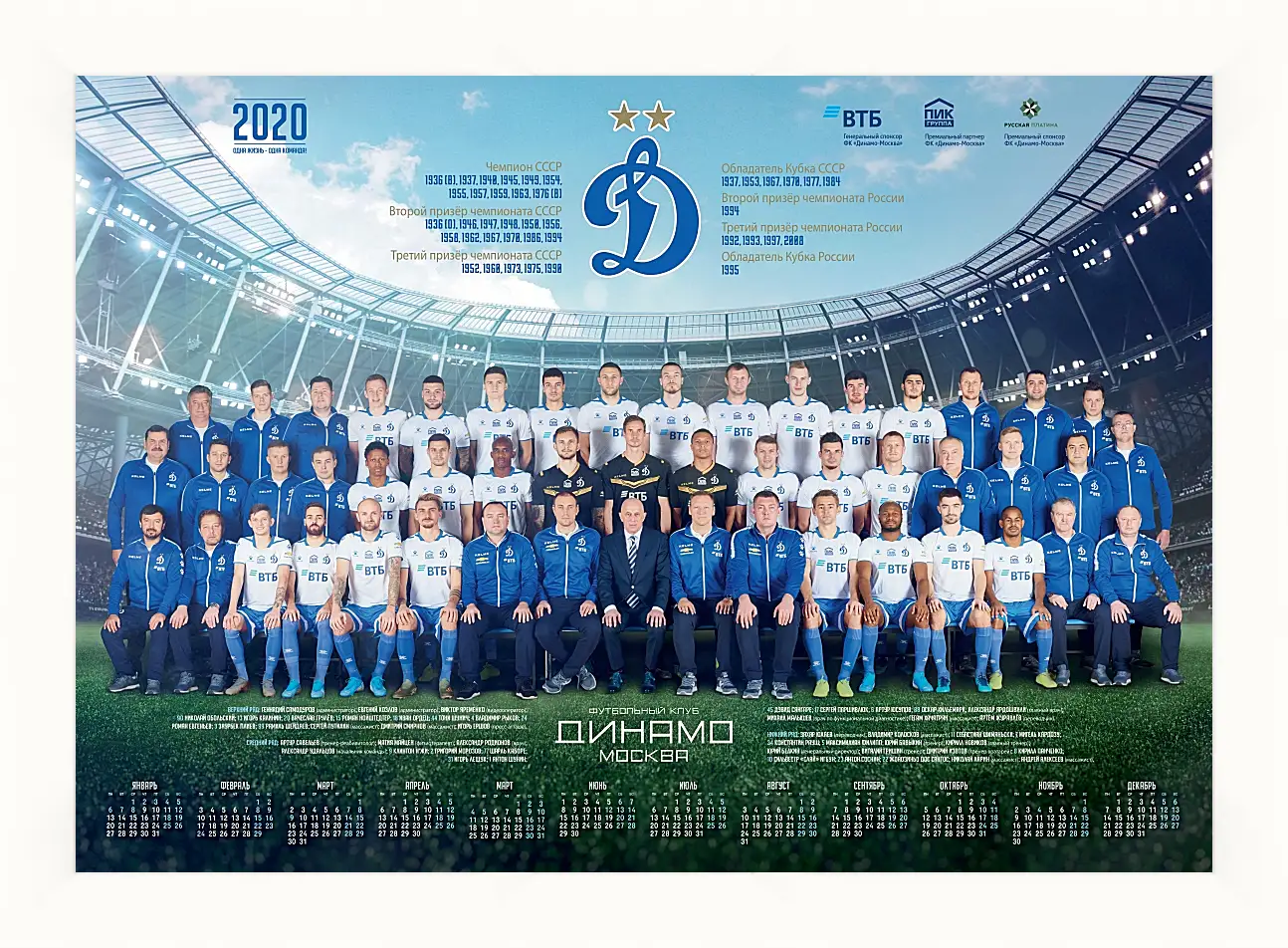 Картина в раме - ФК Динамо Москва. FC Dynamo Moscow