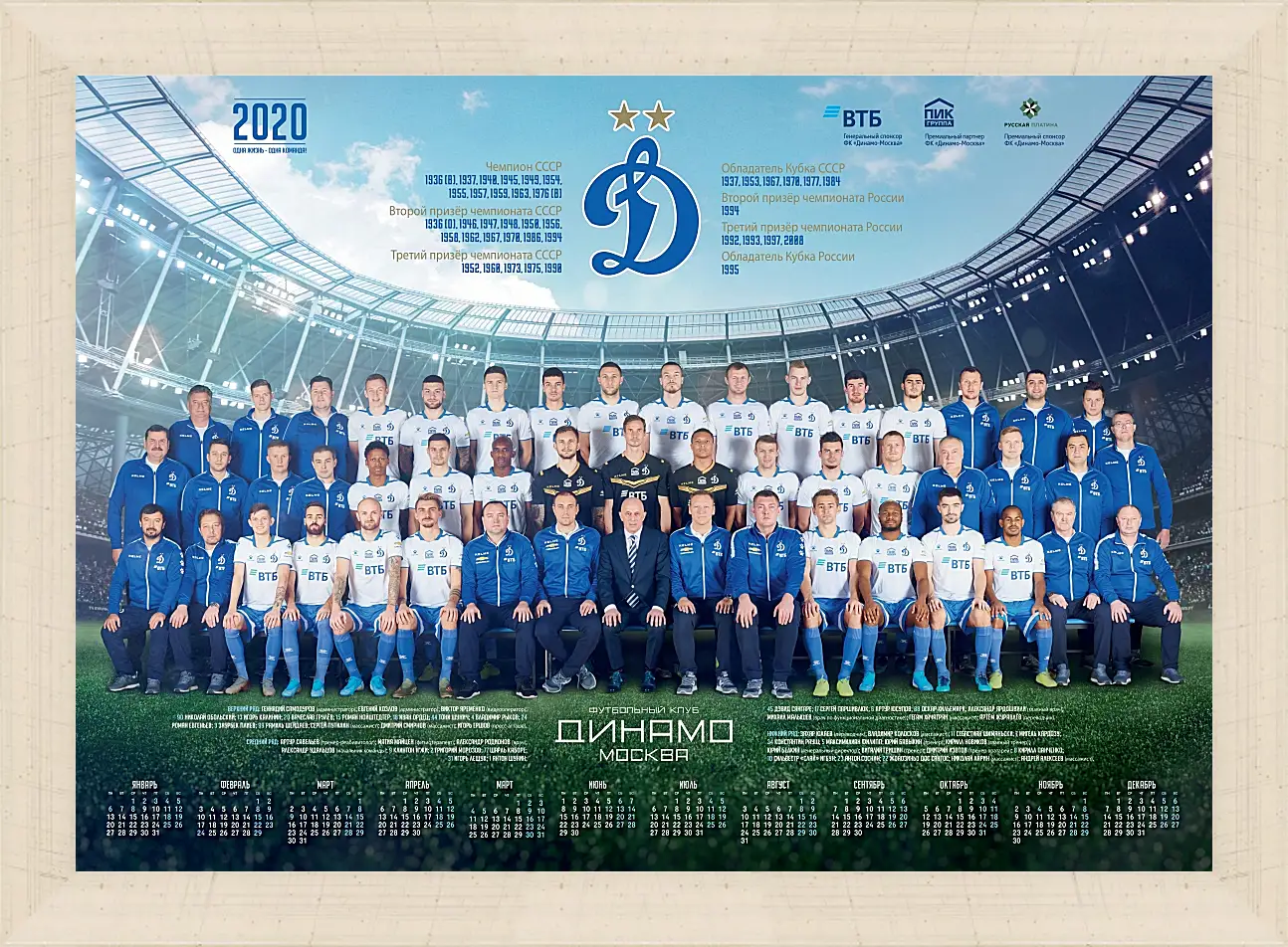 Картина в раме - ФК Динамо Москва. FC Dynamo Moscow