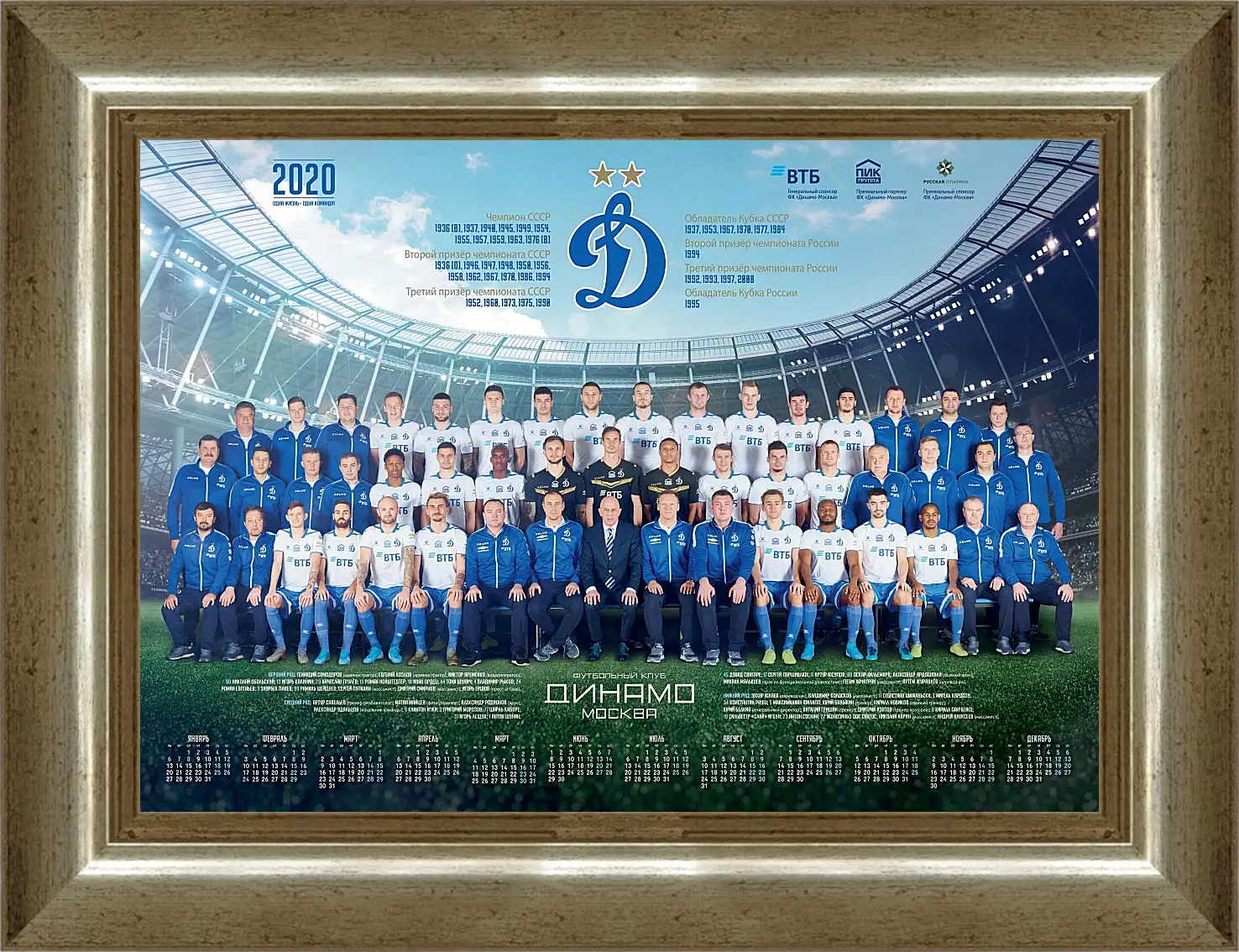 Картина в раме - ФК Динамо Москва. FC Dynamo Moscow