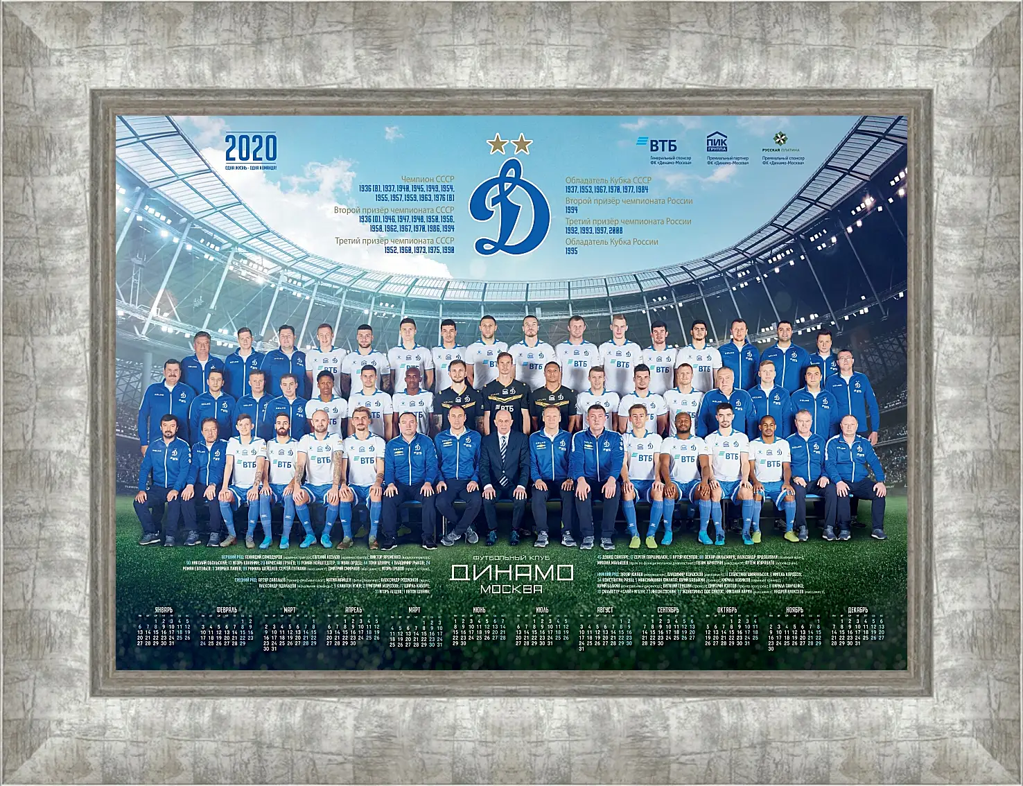 Картина в раме - ФК Динамо Москва. FC Dynamo Moscow