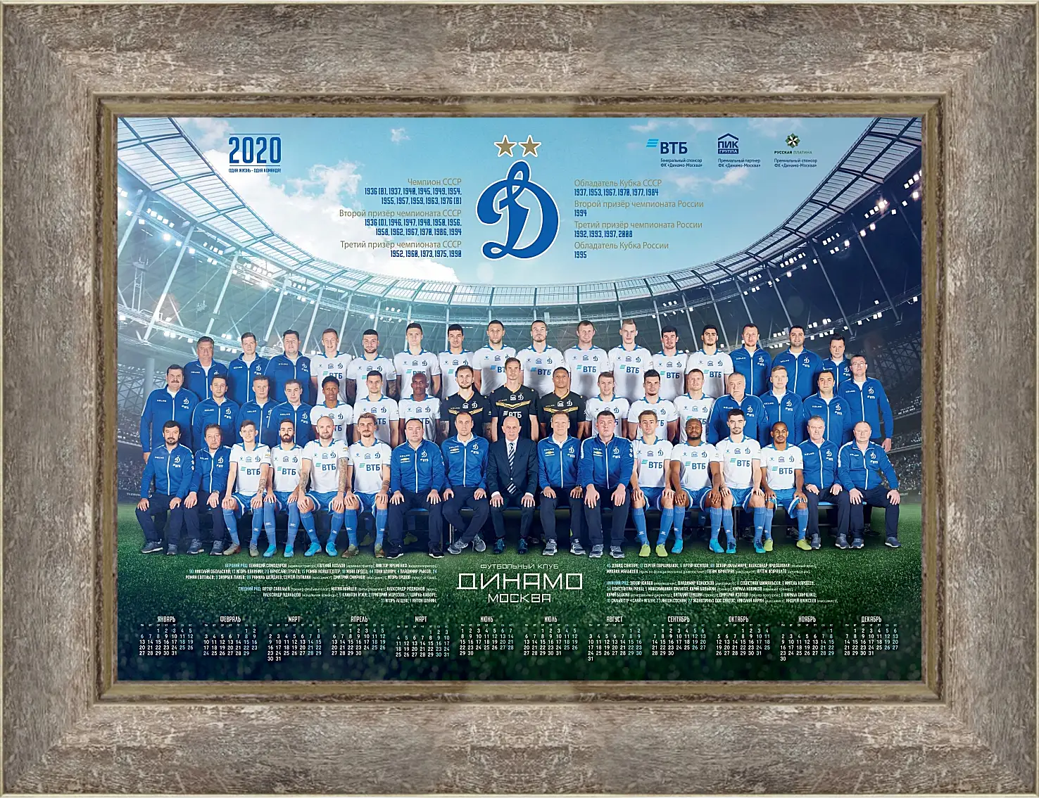 Картина в раме - ФК Динамо Москва. FC Dynamo Moscow