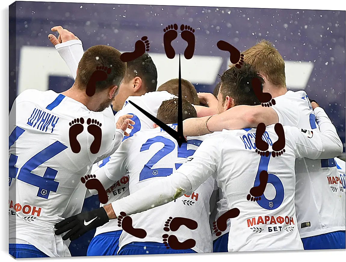 Часы картина - Празднование гола. ФК Динамо Москва. FC Dynamo Moscow