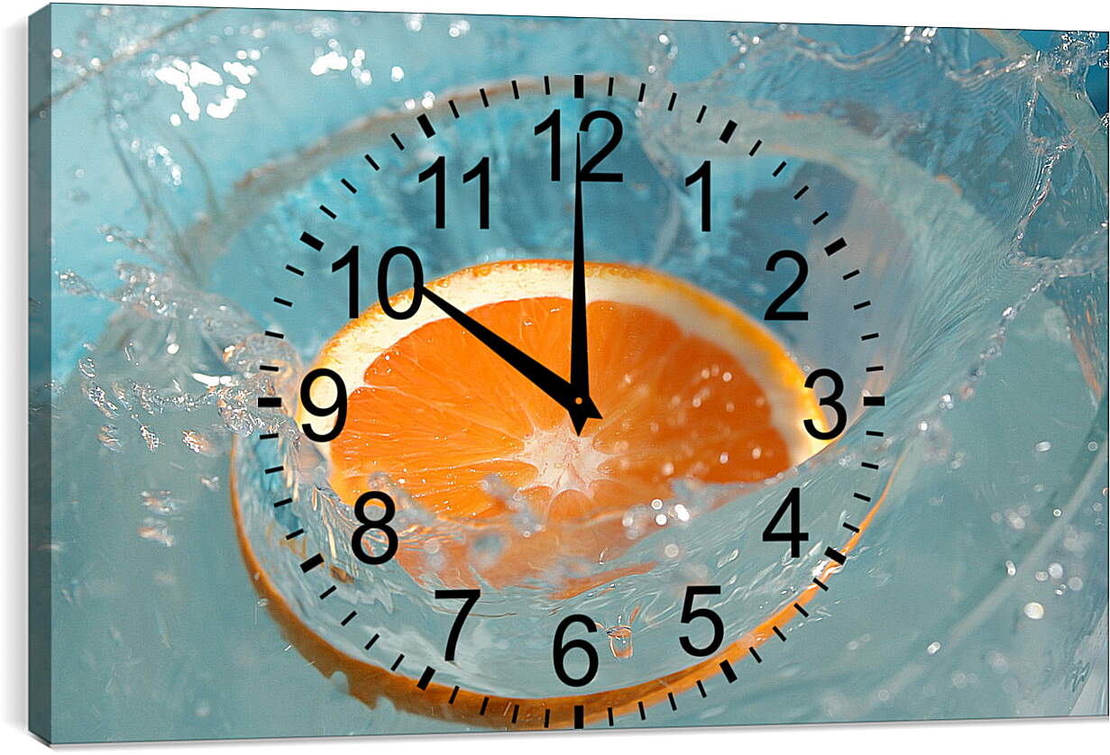 Часы картина - Долька апельсина в воде