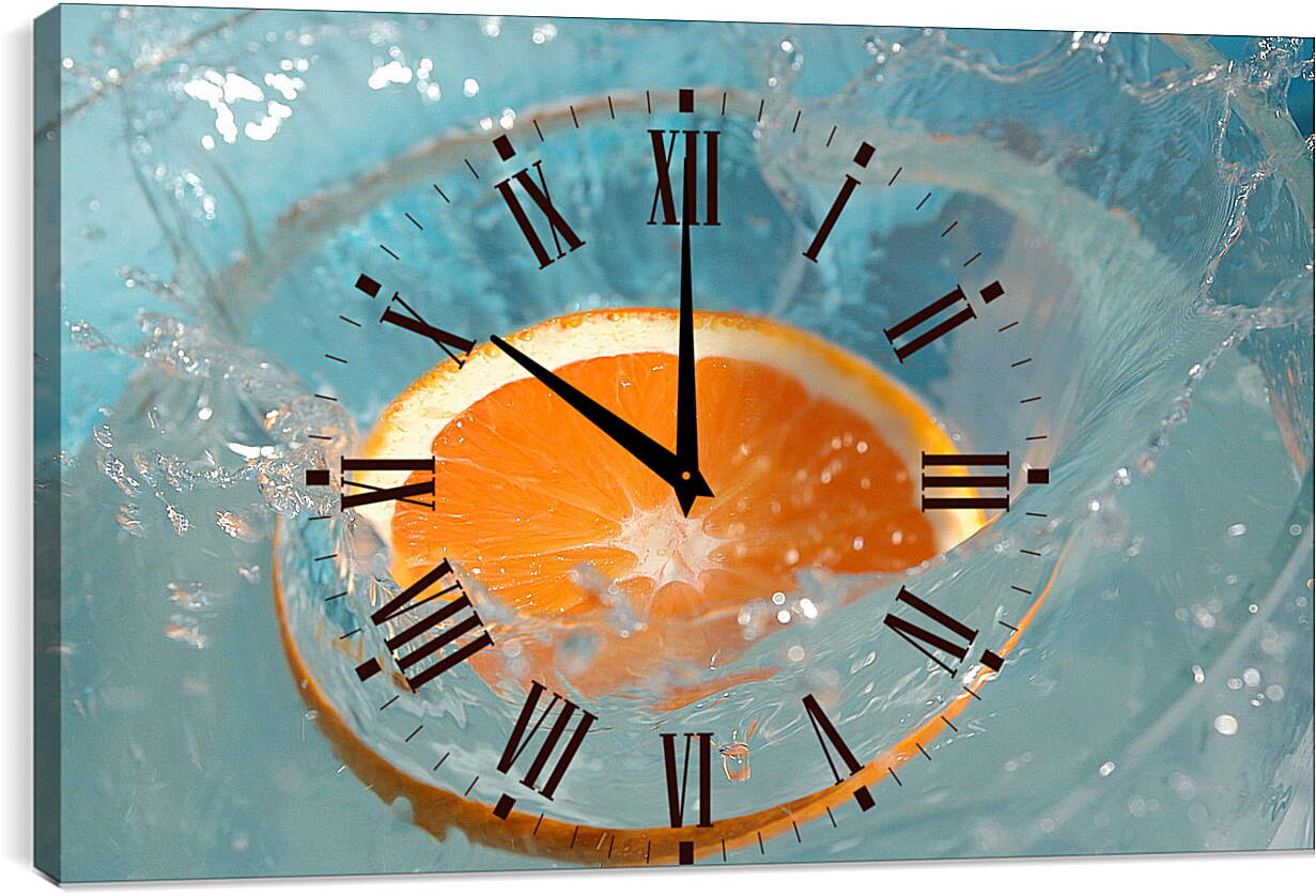Часы картина - Долька апельсина в воде