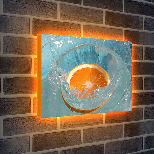 Лайтбокс световая панель - Долька апельсина в воде