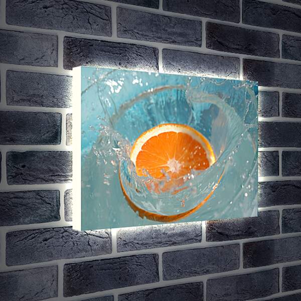 Лайтбокс световая панель - Долька апельсина в воде
