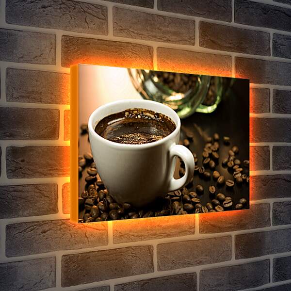Лайтбокс световая панель - Кофейные зёрна и чашка кофе