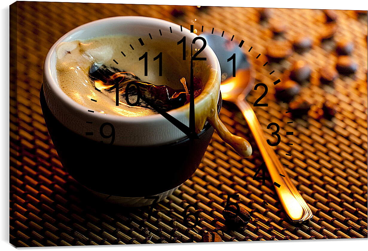 Часы картина - Чайная ложка и чашечка