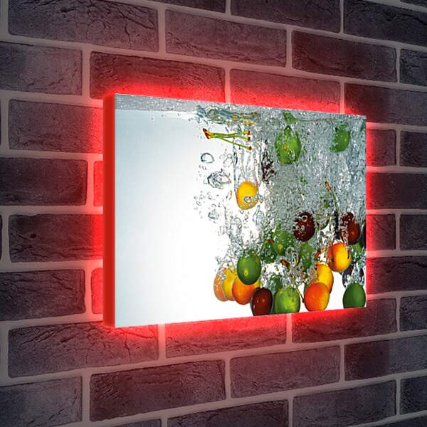 Лайтбокс световая панель - Разнообразие фруктов в воде