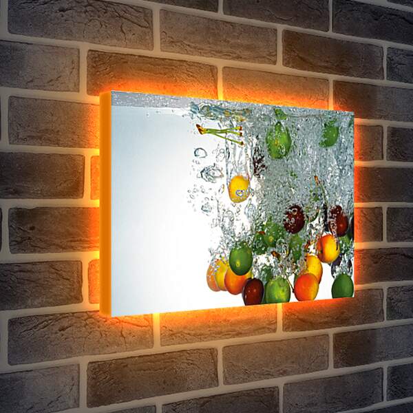 Лайтбокс световая панель - Разнообразие фруктов в воде