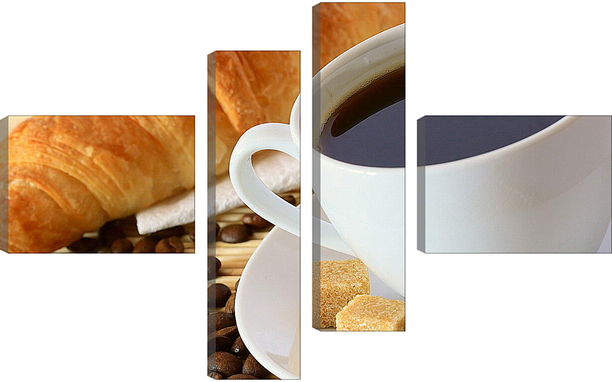 Модульная картина - Чашка кофе с багетом