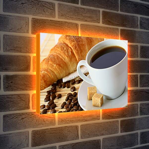 Лайтбокс световая панель - Чашка кофе с багетом