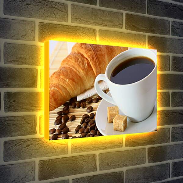 Лайтбокс световая панель - Чашка кофе с багетом
