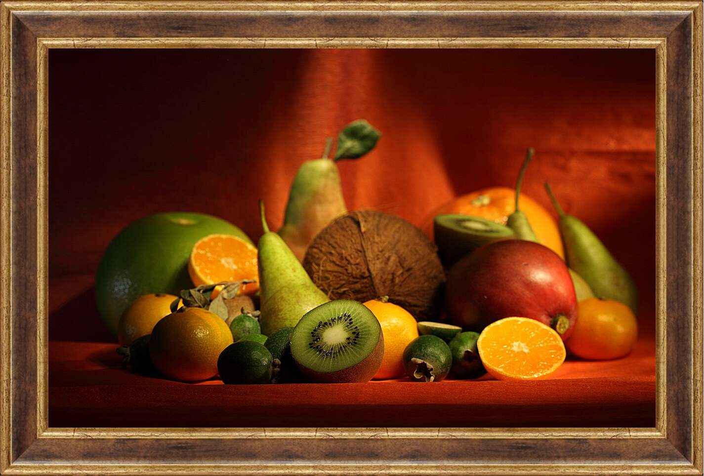 Картина в раме - Разнообразие фруктов на столе
