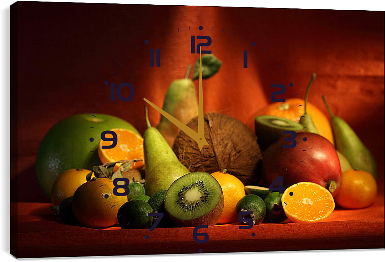 Часы картина - Разнообразие фруктов на столе