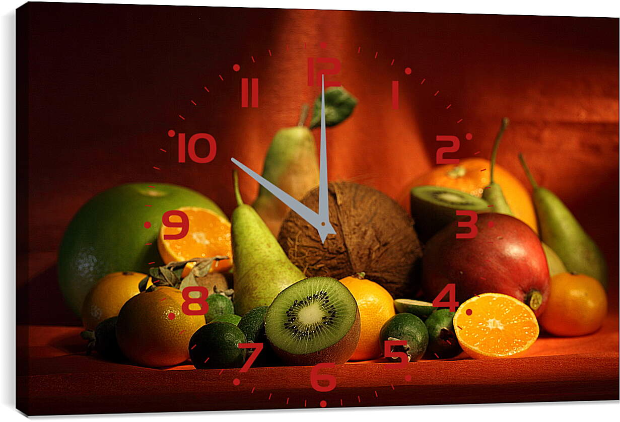 Часы картина - Разнообразие фруктов на столе