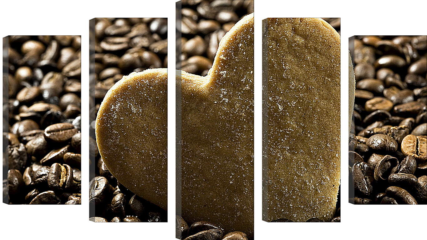 Модульная картина - Сердечко в зёрнах кофе