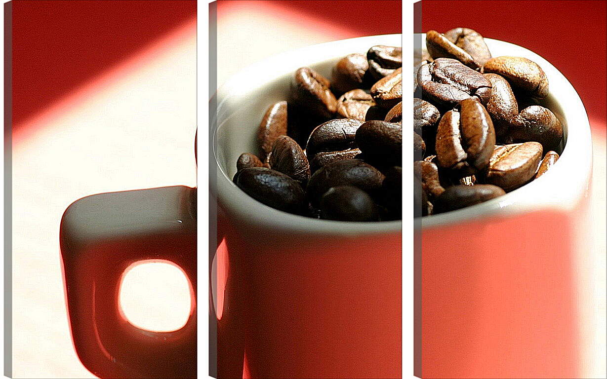 Модульная картина - Полная чашка зёрен кофе