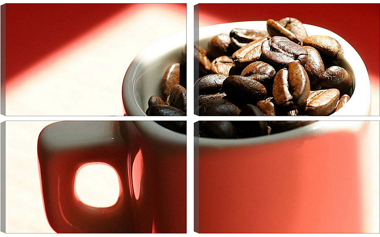 Модульная картина - Полная чашка зёрен кофе