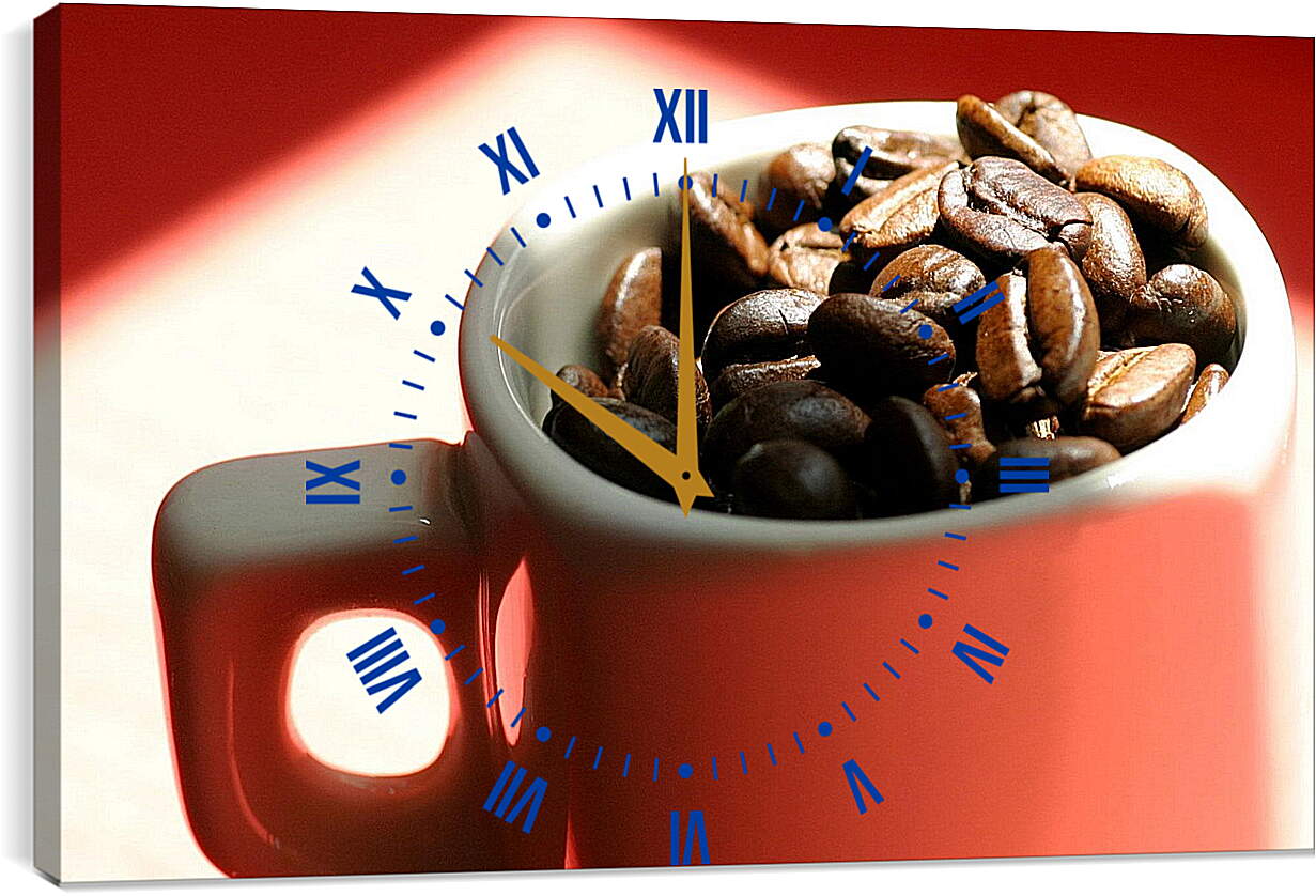 Часы картина - Полная чашка зёрен кофе
